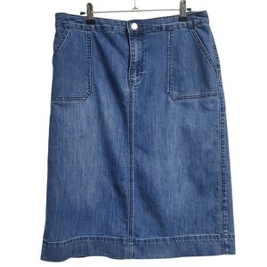 Christopher & Banks Classic Blue Denim Midi Skirt Size 10